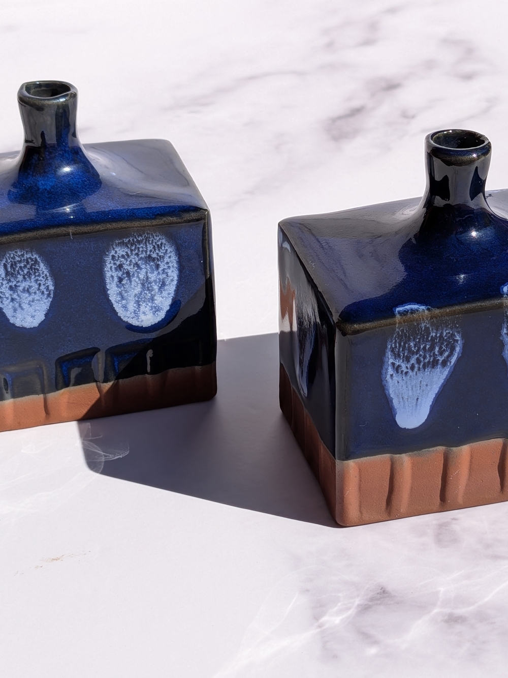 Vintage Takahashi Japan Cobalt Blue MCM Bud Vase Pair